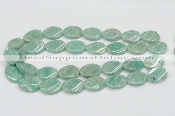 CAM414 15.5 inches 18*25mm twisted oval natural russian amazonite beads