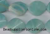 CAM607 15.5 inches 18*22mm twisted oval Chinese amazonite beads