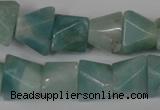 CAM612 15.5 inches 12*16mm pyramid Chinese amazonite gemstone beads