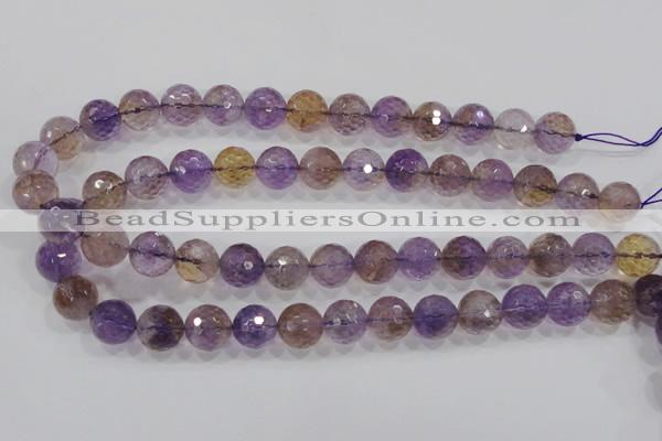 CAN11 15.5 inches 12mm faceted round natural ametrine gemstone beads