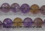 CAN12 15.5 inches 14mm faceted round natural ametrine gemstone beads