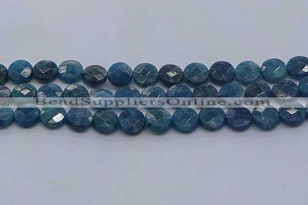 CAP389 15.5 inches 12mm faceted coin apatite gemstone beads