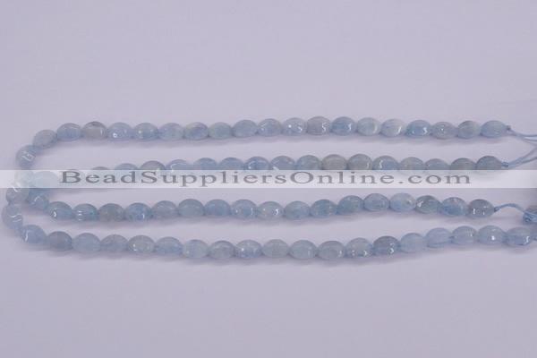 CAQ132 15.5 inches 7*10mm faceted rice natural aquamarine beads