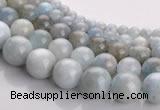 CAQ14 Multi sizes round natural aquamarine gemstone beads wholesale