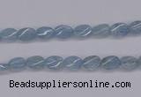 CAQ147 15.5 inches 5*7mm twisted oval natural aquamarine beads