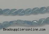 CAQ148 15.5 inches 6*8mm twisted oval natural aquamarine beads