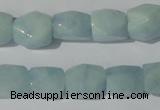 CAQ209 15.5 inches 10*14mm faceted nugget natural aquamarine beads