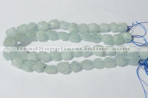 CAQ210 15.5 inches 14*16mm faceted nugget natural aquamarine beads