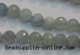 CAQ222 15 inches 6mm faceted round aquamarine beads wholesale