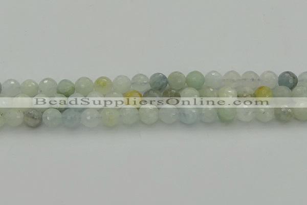 CAQ437 15.5 inches 8mm faceted round natural aquamarine beads