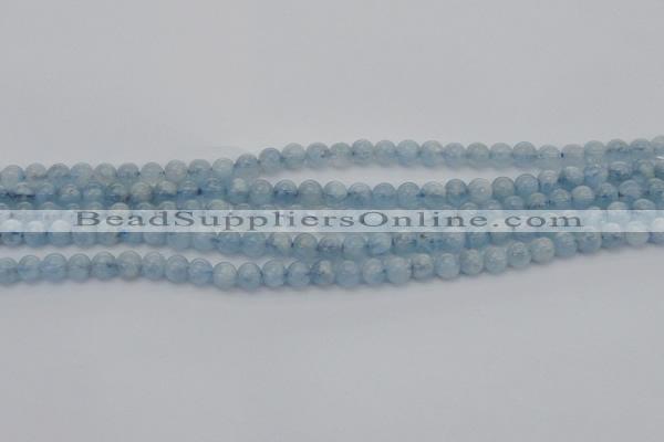 CAQ517 15.5 inches 5mm round AA grade natural aquamarine beads