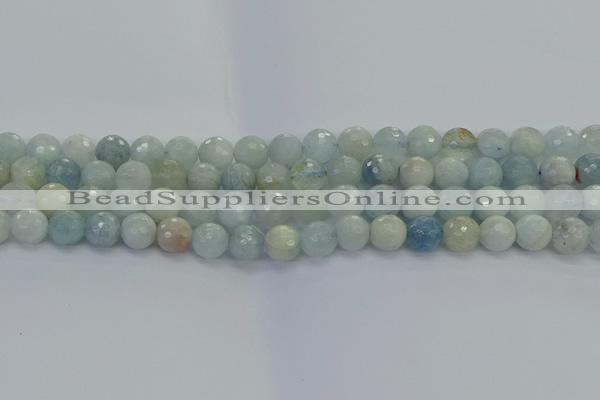 CAQ553 15.5 inches 8mm faceted round natural aquamarine beads