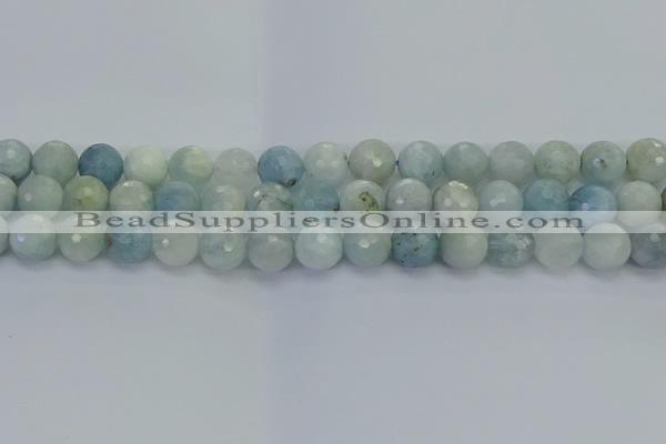 CAQ554 15.5 inches 10mm faceted round natural aquamarine beads