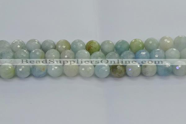 CAQ555 15.5 inches 12mm faceted round natural aquamarine beads