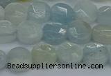 CAQ568 15.5 inches 7mm faceted coin natural aquamarine beads