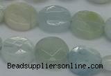 CAQ569 15.5 inches 9mm faceted coin natural aquamarine beads