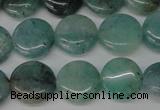 CAQ619 15.5 inches 12mm flat round aquamarine gemstone beads