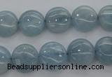 CAQ68 15.5 inches 12*12mm flat round natural aquamarine beads wholesale