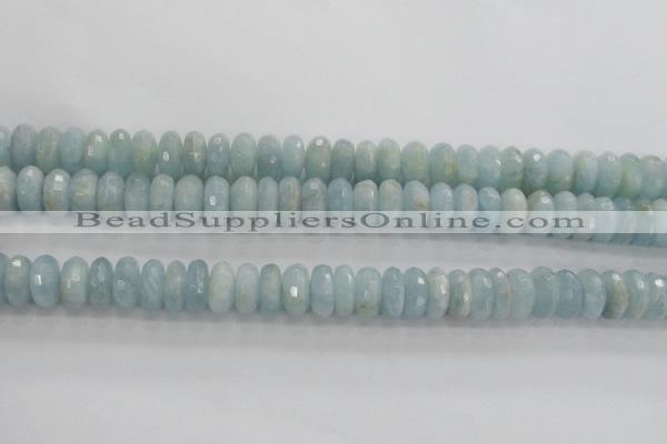 CAQ72 15.5 inches 6*11mm faceted rondelle AB grade aquamarine beads