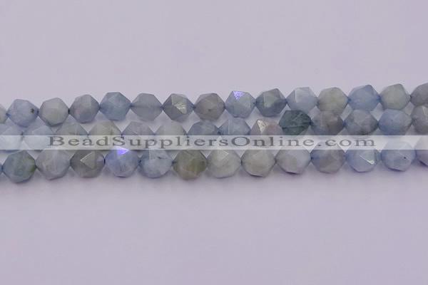 CAQ793 15.5 inches 12mm faceted nuggets aquamarine gemstone beads