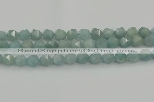 CAQ799 15.5 inches 12mm faceted nuggets aquamarine gemstone beads