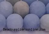 CAQ814 15.5 inches 12mm round matte aquamarine beads wholesale