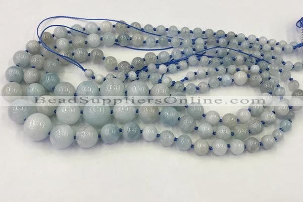 CAQ846 15.5 inches 6mm - 16mm round aquamarine graduated beads