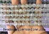 CAQ876 15.5 inches 8mm faceted round aquamarine gemstone beads