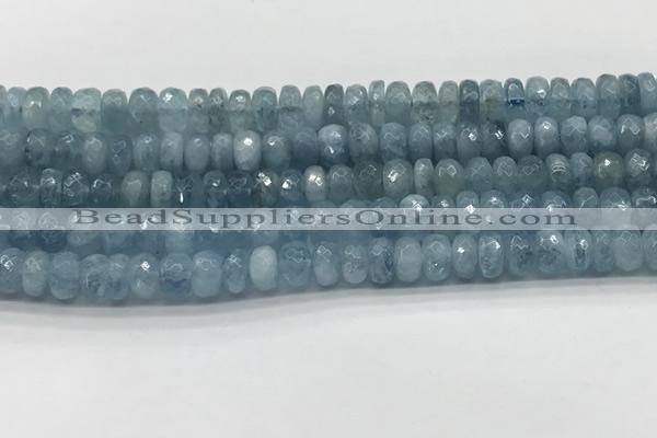 CAQ892 15.5 inches 5*8mm faceted rondelle aquamarine beads