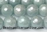 CAQ927 15 inches 8mm faceted round AB-color imitation aquamarine agate beads