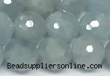 CAQ946 15 inches 8mm faceted round aquamarine beads