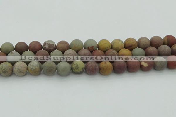 CAR364 15.5 inches 12mm round matte red artistic jasper beads