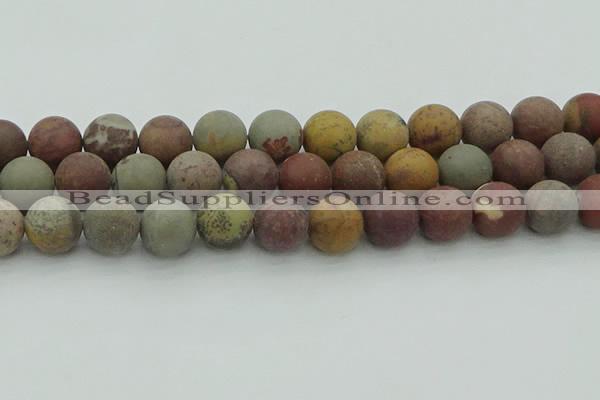 CAR365 15.5 inches 14mm round matte red artistic jasper beads