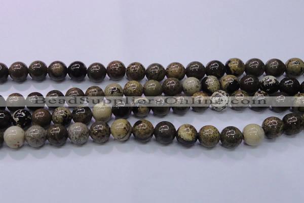 CAR53 15.5 inches 10mm round yellow artistic jasper beads