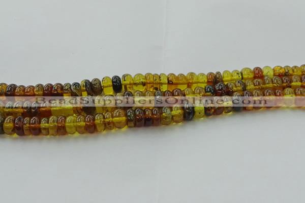 CAR539 15.5 inches 6*10mm rondelle natural amber beads wholesale