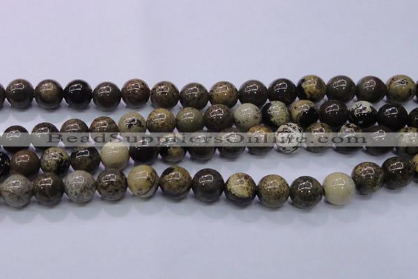 CAR54 15.5 inches 12mm round yellow artistic jasper beads