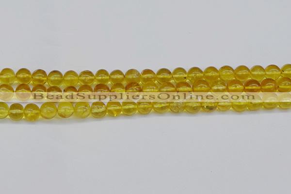 CAR552 15.5 inches 7mm - 8mm round natural amber beads wholesale