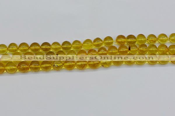 CAR564 15.5 inches 9mm - 10mm round natural amber beads wholesale