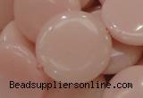 CAS18 15.5 inches 28mm flat round pink angel skin gemstone beads