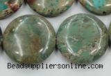 CAT07 15.5 inches 25mm flat round natural aqua terra jasper beads