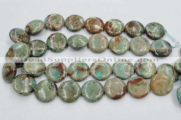 CAT07 15.5 inches 25mm flat round natural aqua terra jasper beads