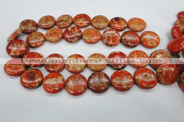 CAT195 15.5 inches 25mm flat round dyed natural aqua terra jasper beads