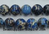 CAT213 15.5 inches 12mm round dyed natural aqua terra jasper beads