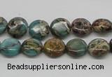 CAT5008 15.5 inches 10mm flat round natural aqua terra jasper beads