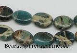 CAT5011 15.5 inches 10*14mm oval natural aqua terra jasper beads