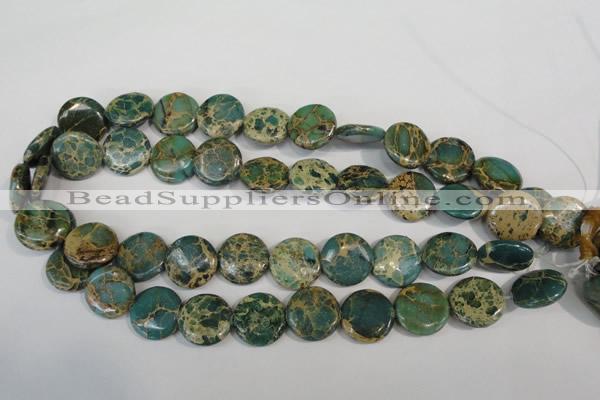 CAT5031 15.5 inches 20mm flat round natural aqua terra jasper beads