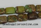 CAT5039 15.5 inches 6*8mm rectangle natural aqua terra jasper beads