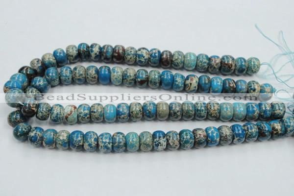 CAT63 15.5 inches 10*14mm rondelle dyed natural aqua terra jasper beads