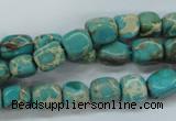 CAT78 15.5 inches 7*9mm nuggets dyed natural aqua terra jasper beads