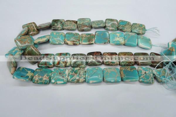 CAT90 15.5 inches 20*20mm square dyed natural aqua terra jasper beads